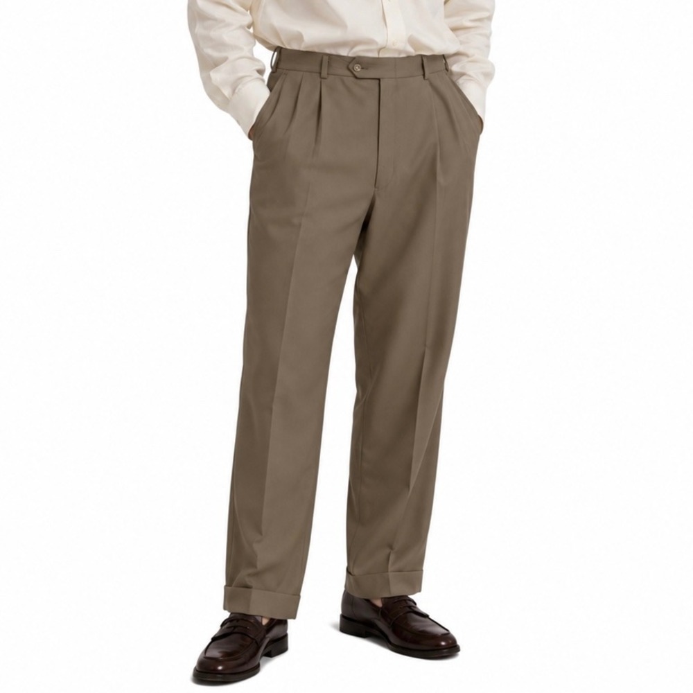 Vintage Burberry Khaki Pants Straight Leg Tan Beige Waist Size 36x31 Business
